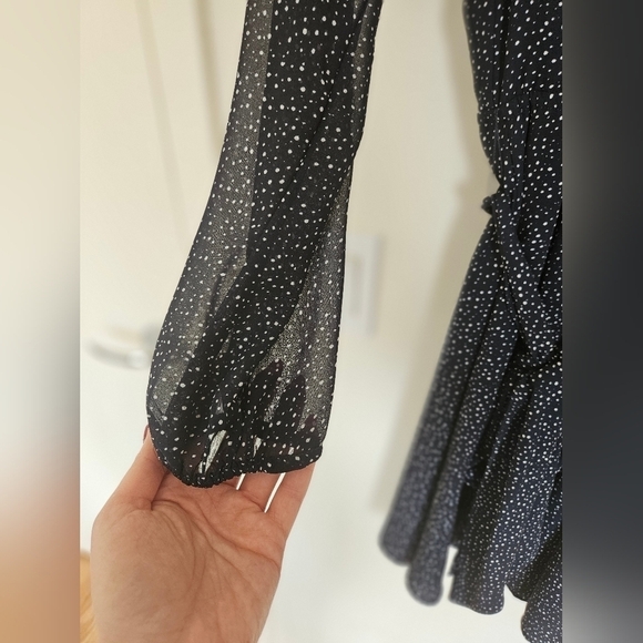 Loft Navy and White Speckled Cinch Waist Dress - Picture 5 of 12